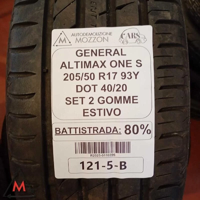 Set 2 sommerreifen 205/50 R17 93Y für GENERAL ALTIMAX ONE S gebraucht (110396) - Bild 2 von 4