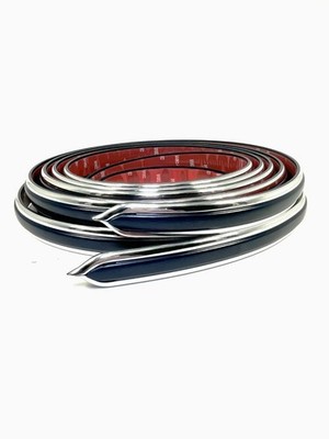 Vintage Style 7/8''  CHROME + DARK BLUE Side Body Molding w/ Pointed Ends