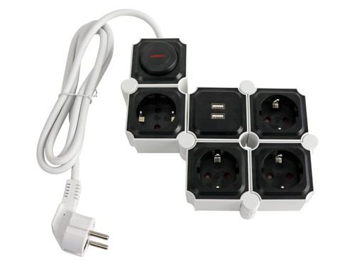 Steckdosenleiste, GT-WSL-01-F, 4-fach, Schaltbar, USB, weiß/schwarz - Bild 2 von 5