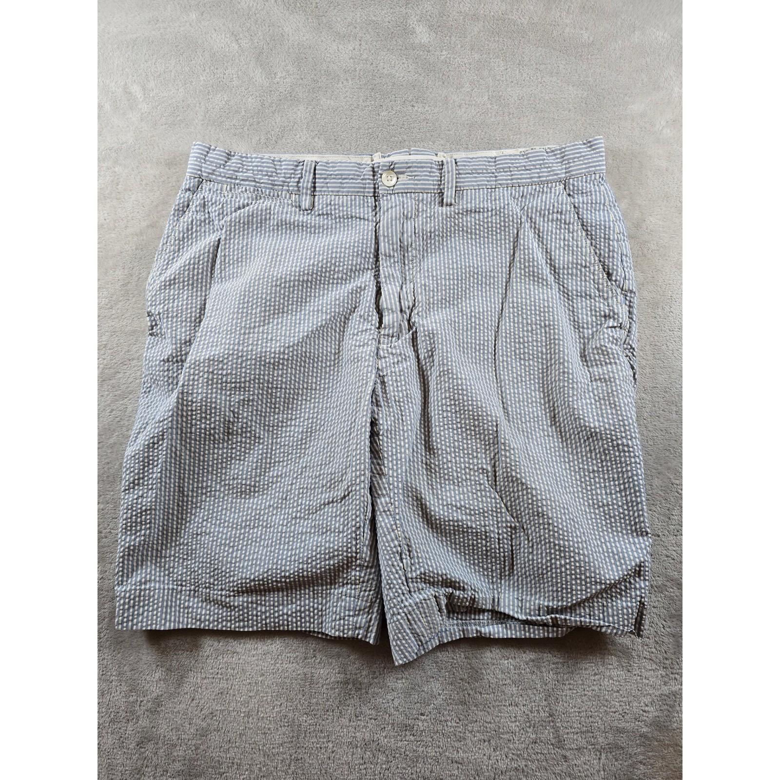 Ralph Lauren Y2K Seersucker Shorts Mens 33 Fit 32 Summer Blend Cloth
