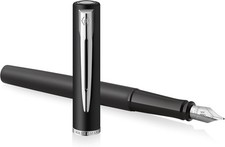 Image of Waterman Allure Fountain Pen | Black Lacquer with Chrome Trim | Fine Nib | Blac