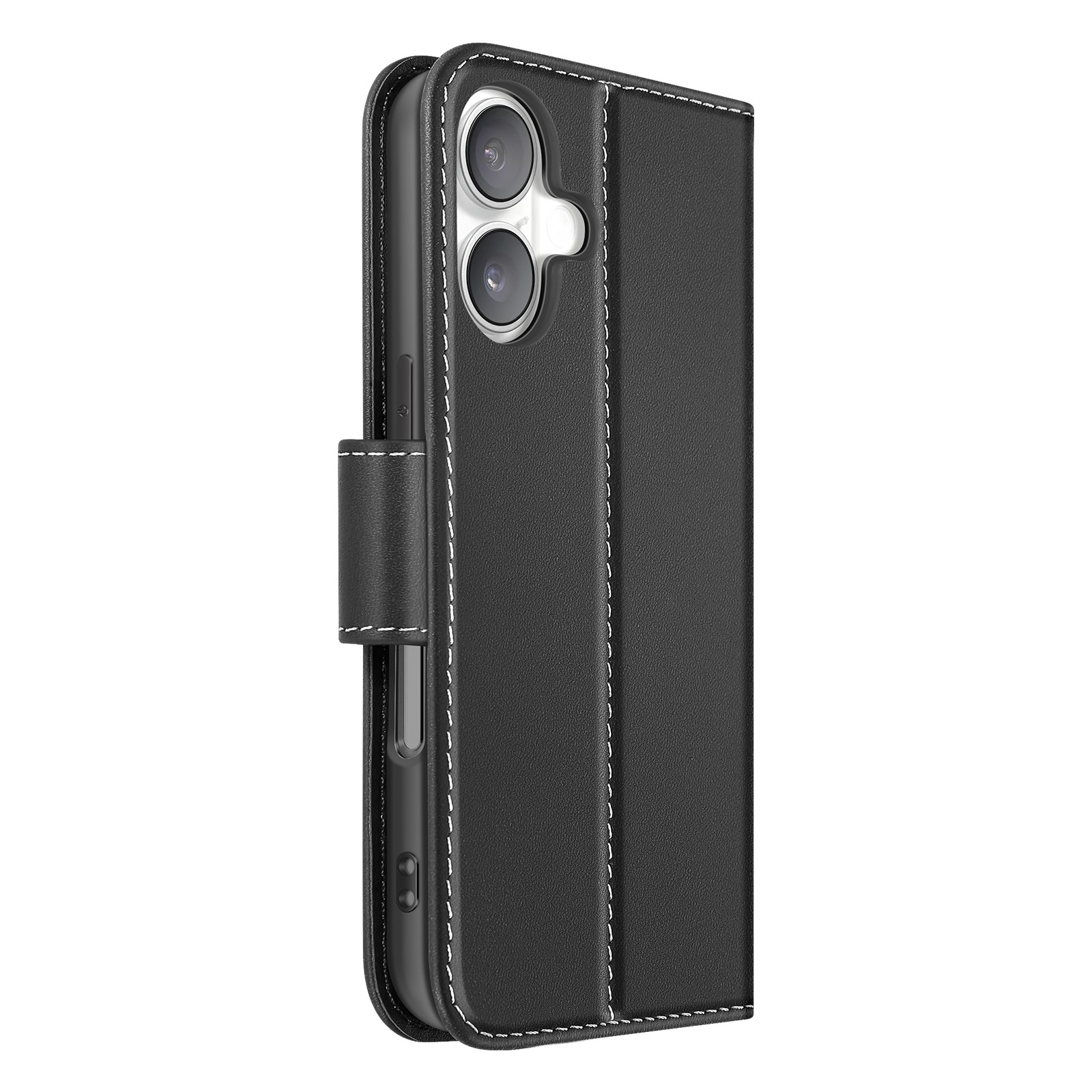 Étui Portefeuille iPhone 16 Avizar en Cuir Premium avec Support Intégré Noir