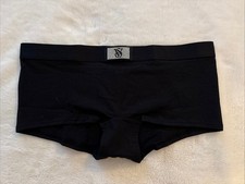 Victoria's Secret Panties Boyshort Shortie Panty Logo Cotton Black Bling Medium