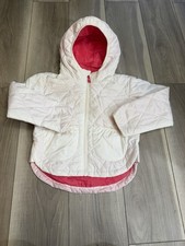 All in Motion Size S Kids Packable Puffer Jacket Light White Pink Zip Up Hooded