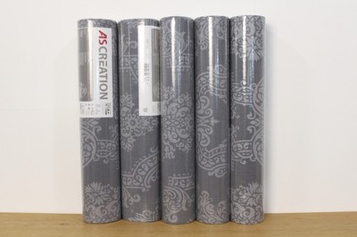 5 Rollen Vliestapete AS Creation 93677-2 Anthrazit-Grau Barock Anf. 24A