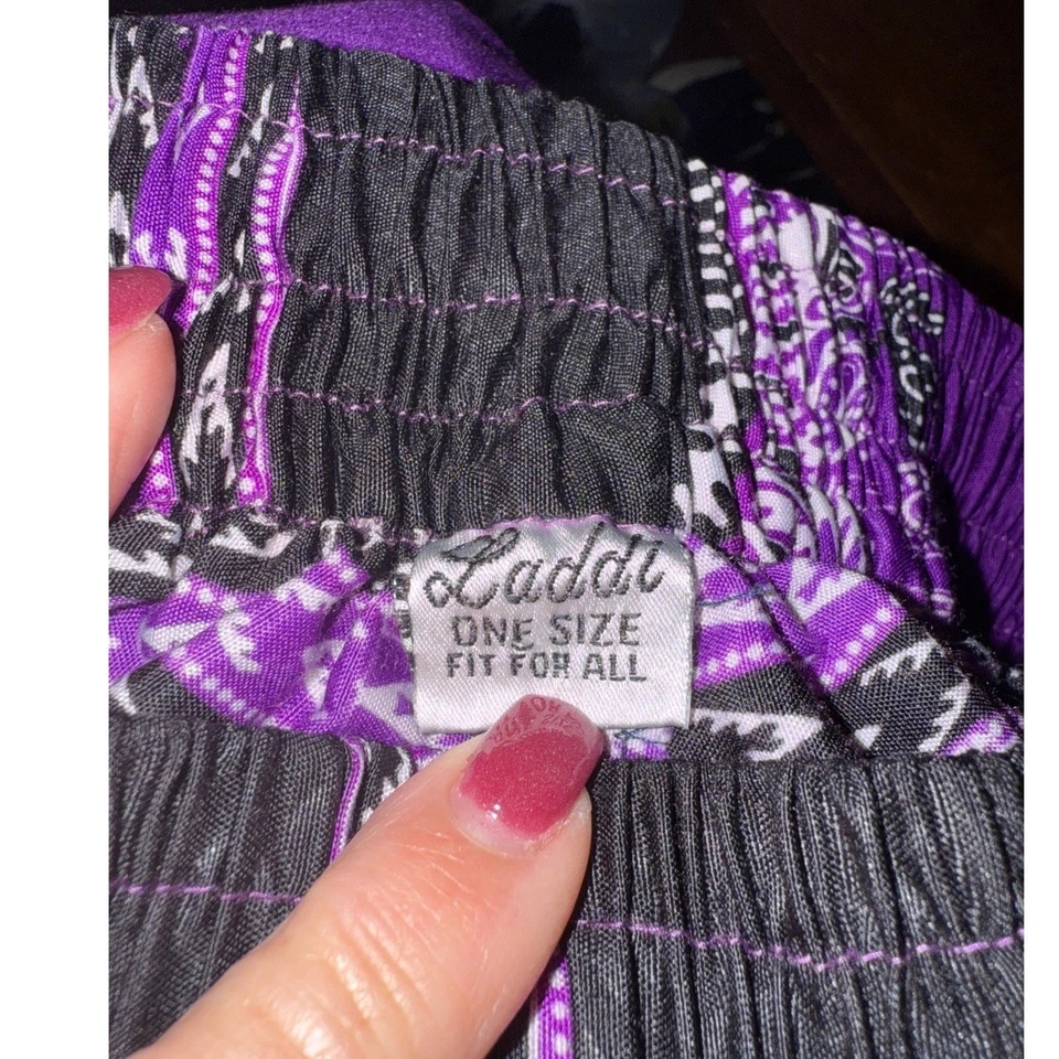 Maxi Falda Boho Púrpura Negra Blanca Estampado Hippie Festival Talla Única Laddi Foto 4 de 4