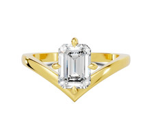 14K Gelbgold Kunstdiamanten Grown Diamant Verlobung Solitaire Ring Smaragd Cut