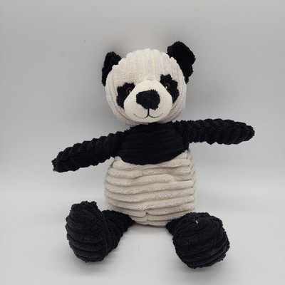 Kordy Panda Plush 10'' Black Cream Corduroy Beanie Stuffed Animal Toy Unipak