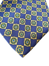 VTG Burberry Designer Pure Silk Tie Blue Print Mens Necktie Luxury Burberry's