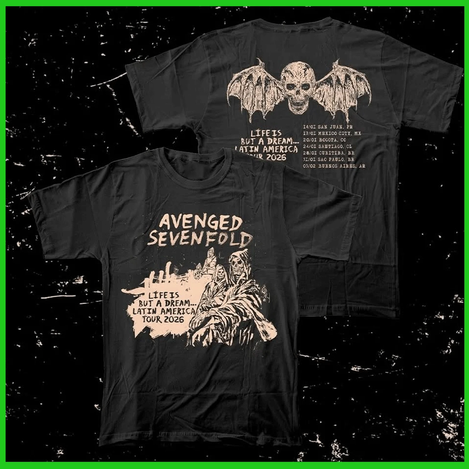 Avenged Sevenfold Life Is But A Dream Latin America Tour 2026 T Shirt
