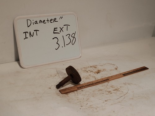 Unbranded 3.138 OD steel spur gear shaft threaded keyed industrial part