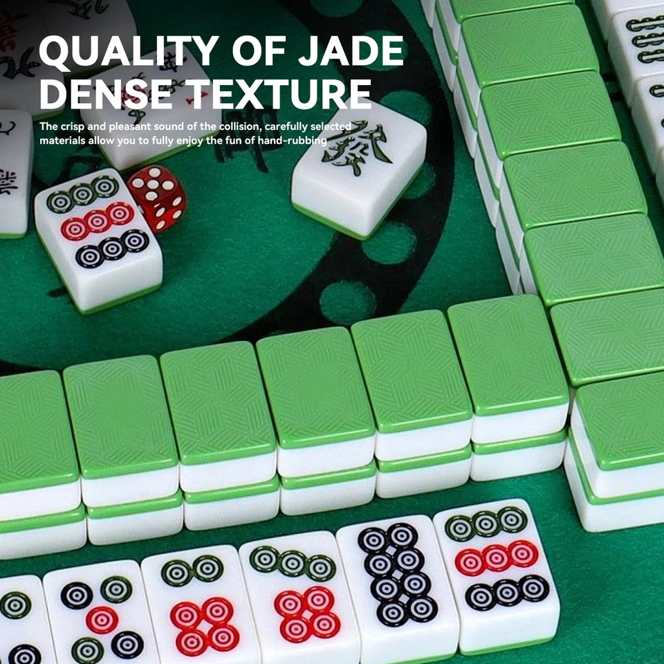 144 piezas Guangdong Mahjong grabado transparente sensación suave diversión para reuniones Foto 4 de 4