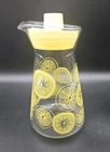 Vintage MCM Glass PYREX Juice Carafe Pitcher with Original Lid Lemons Decanter