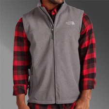 NEW THE NORTH FACE WINDWALL 1 FLEECE VEST Charcoal Grey Heather Men's Medium TNF