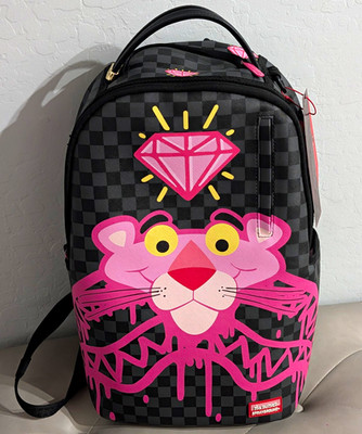 Sprayground Pink Panther Mini Backpack Checkered Black Pink Adjustable Strap