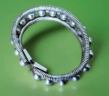 7¼ Inch Silver Cuff  Wrap Bracelet Mens Womens Studded