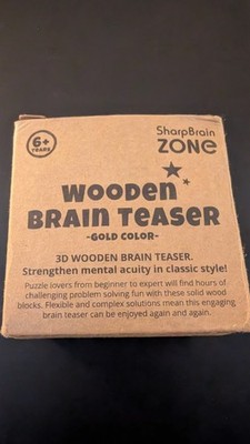 GOLD COLOR!!! 3D Wooden Brain Teaser Puzzle SharpBrain Zone Desk 54 Pieces 