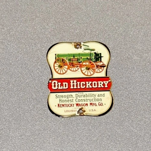 VINTAGE OLD HICKORY WAGON COMPANY PORCELAIN SIGN GAS OIL CAR TRUCK MOTORCYCLE