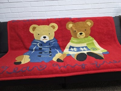 Vintage Teddy Bear Blanket Fleece Dear My Friend Red 55'' X 40''
