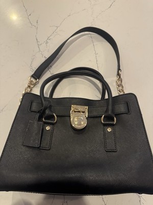 Michael Kors Women s Black Satchel Top Handle Detachable Strap Gold HW Lock