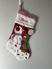 Pottery Barn Kids Red Quilted Christmas Stocking Snowman Monogram Mom NWT NEW