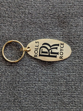 Vintage Solid Brass Rolls Royce RR Promotion Car Key Fob Chain 1970s 1980s