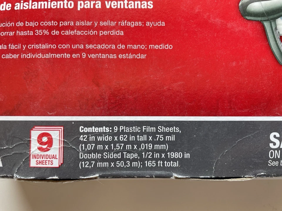 Frost King V73/9H 42 x 62 pulgadas Kit Ventana Retráctil Interior - Paquete de 9, NUEVO/Caja Dañada Foto 2 de 4