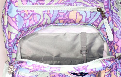 Neu JanSport großer Studenten Laptop Rucksack -- Fluid Floral Pastell Flieder - Bild 7 von 8