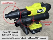 2 Accessories (Tapered Nozzle + Holder) For Ryobi 18V Compact Blower PSBLB01