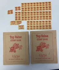 2 Top Value Stamp Books - Empty And Partially Filled - With Loose Stamps