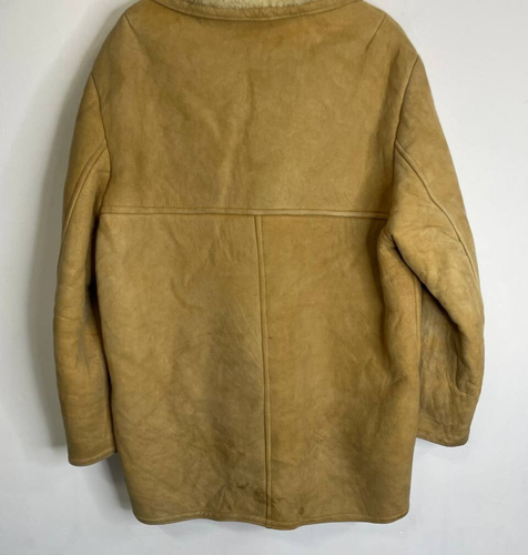Vintage Antartex Sheepskin Coat Beige Heavy Suede Winter Jacket Size L - Picture 6 of 11