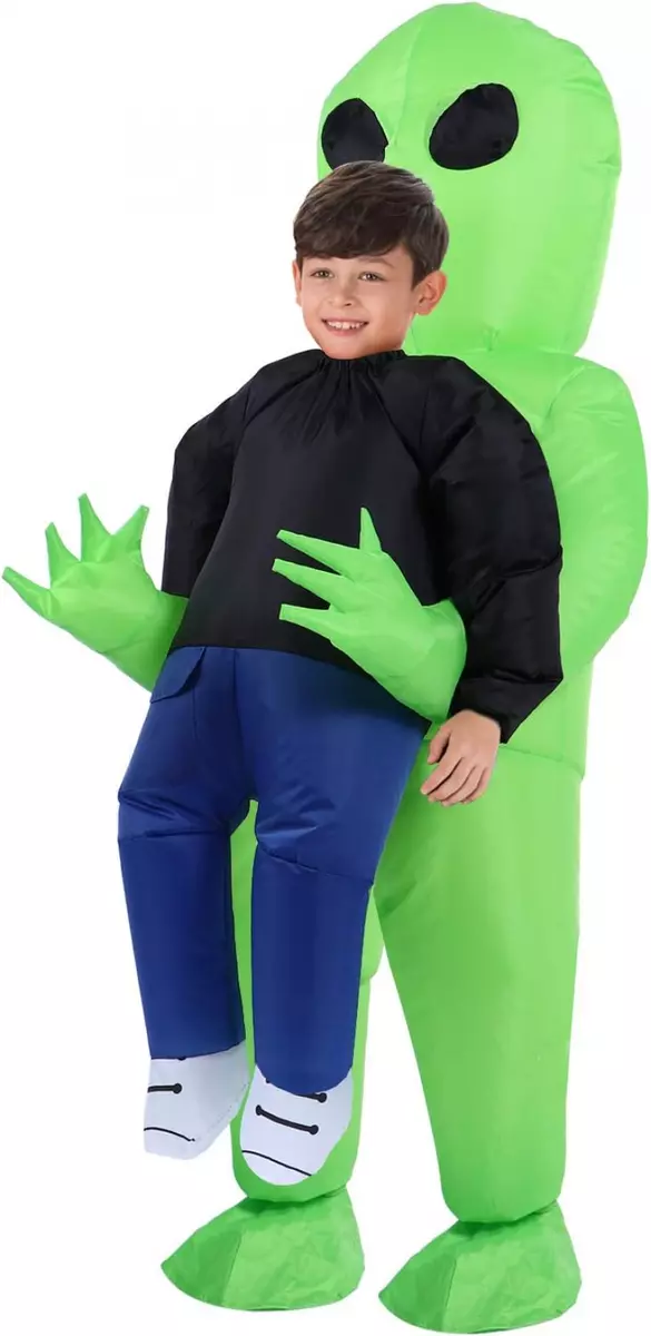 Alien holding a kid sales costume