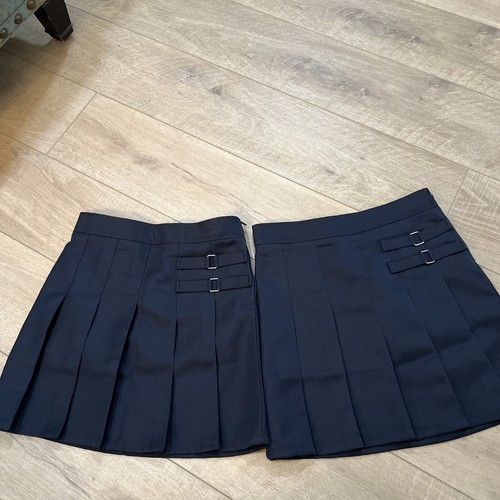 French Toast Uniform Skirt Girls 10 Navy Pleated Buckle Zip Shorts Lining Lot 2