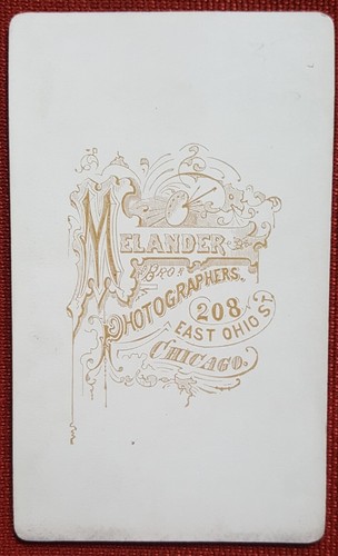 1880-1900 Chicago, Illinois Melander & Bros. Foto Gabinete Tarjeta Retrato perilla - Imagen 2 de 2