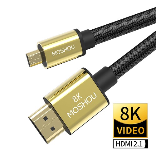Moshou 8K Micro HDMI a HDMI Cable Macho a Macho 3D 1080P Versión 1.4 para Tablet - Imagen 6 de 7
