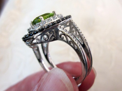 Peridot, Zircon & Black Spinel Ring / size 6 / 925 Sterling Silver / 4.4 ct - Picture 4 of 7