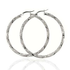 High Quality Italy 925 Sterling Silver Twisted Round Hoop Earrings All Size