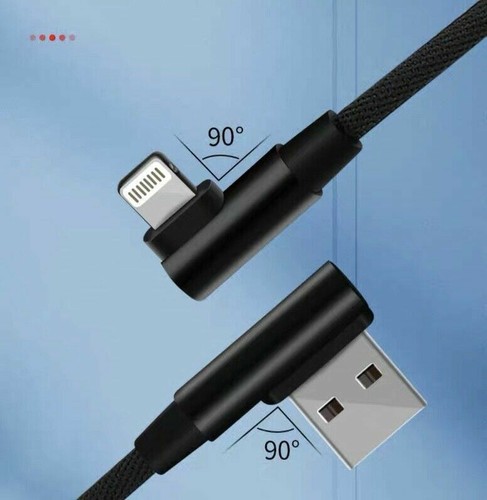 Câble de charge USB court 12 cm pour iPhone 12 X 11+9+8+7+6+ iPad |90° angle droit - Photo 2 sur 6