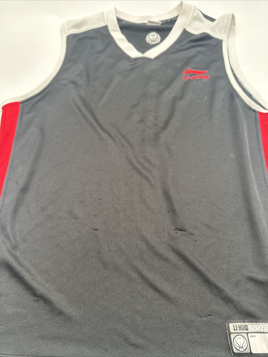 Li-Ning Basketball Jersey Men Large Black Embroidered Logo