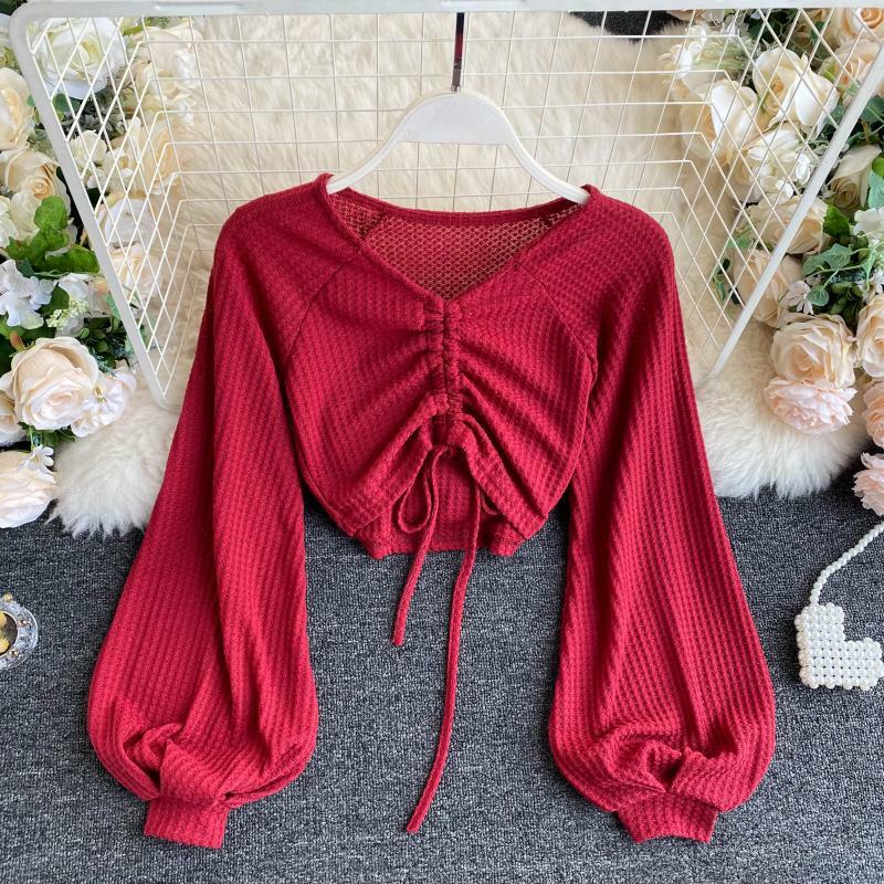 cropped peasant top with puff sleeves