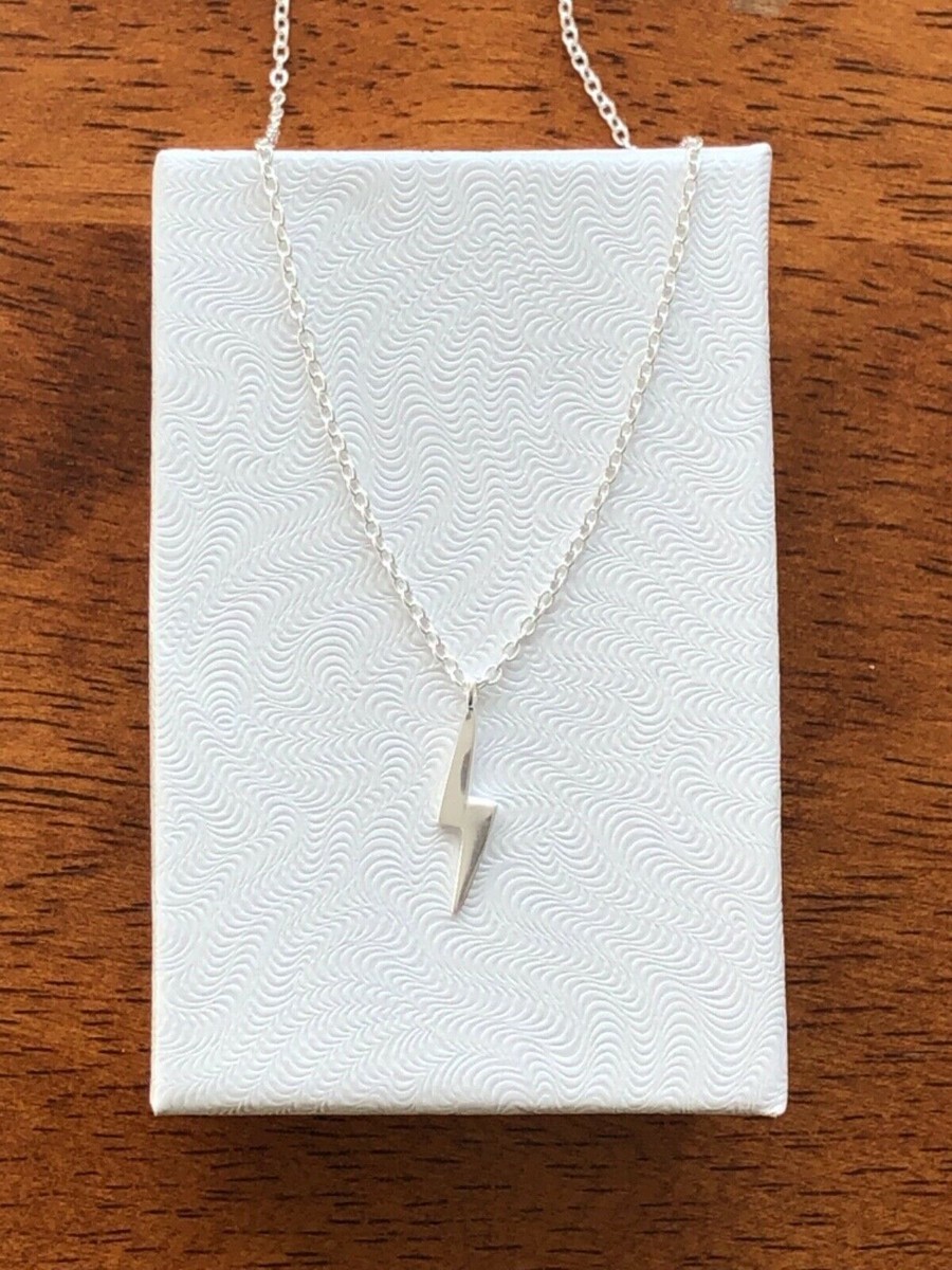 925 Sterling Silver Lightning Bolt Pendant Necklace 13mm(0.51