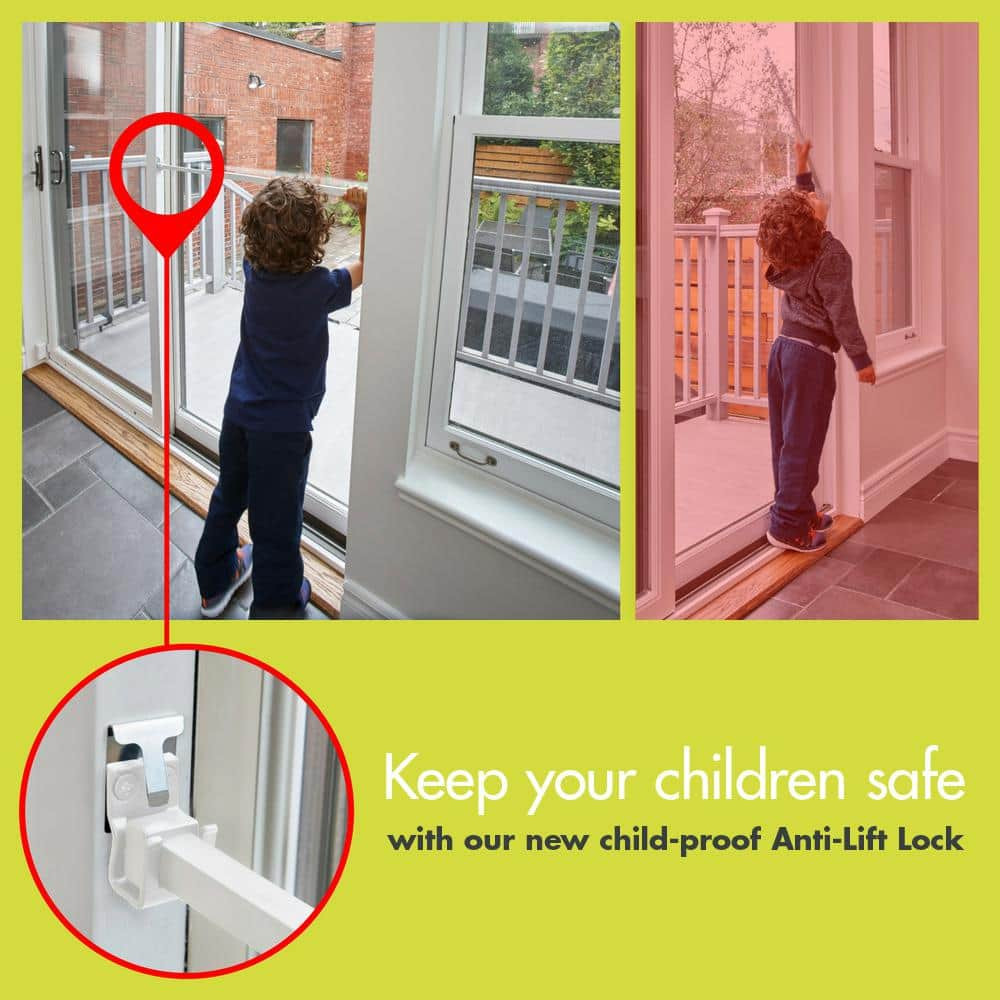 Adjustable Security Bar For Sliding Patio Door Anti Lift Lock White