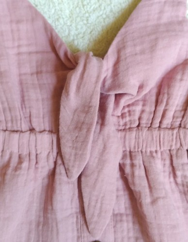 Pink Cotton Dress Bow Knot Tie Front Baby/Toddler 2 Years Old - Picture 4 of 6