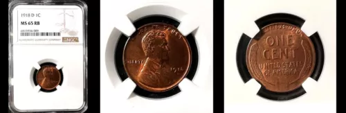 1918-D 1C NGC MS65RB POP 25-PQ LINCOLN WHEAT SMALL CENT