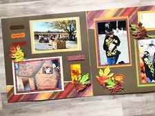 Autumn or Fall Scrapbook pages, Ready for 4 by 6 photos 2 pages 12 by 12 pumpkin