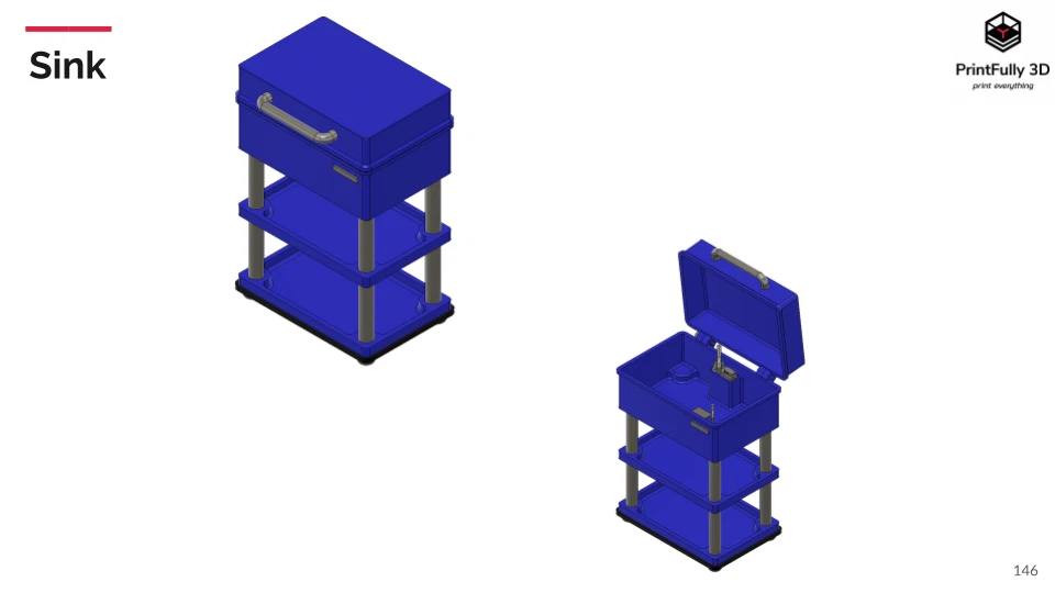 Fregadero PrintFully3D escala 1/10 impreso en 3D accesorios sobre orugas prueba Foto 3 de 4