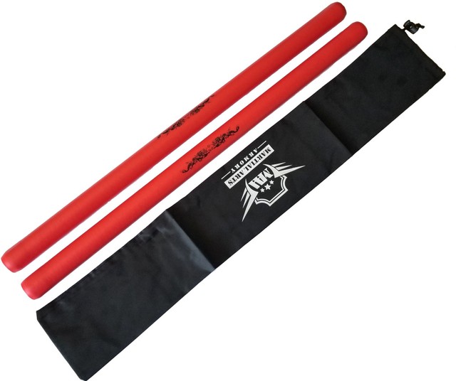 Foam Escrima Training Sticks With Armory Carry Bag Case Pair (red