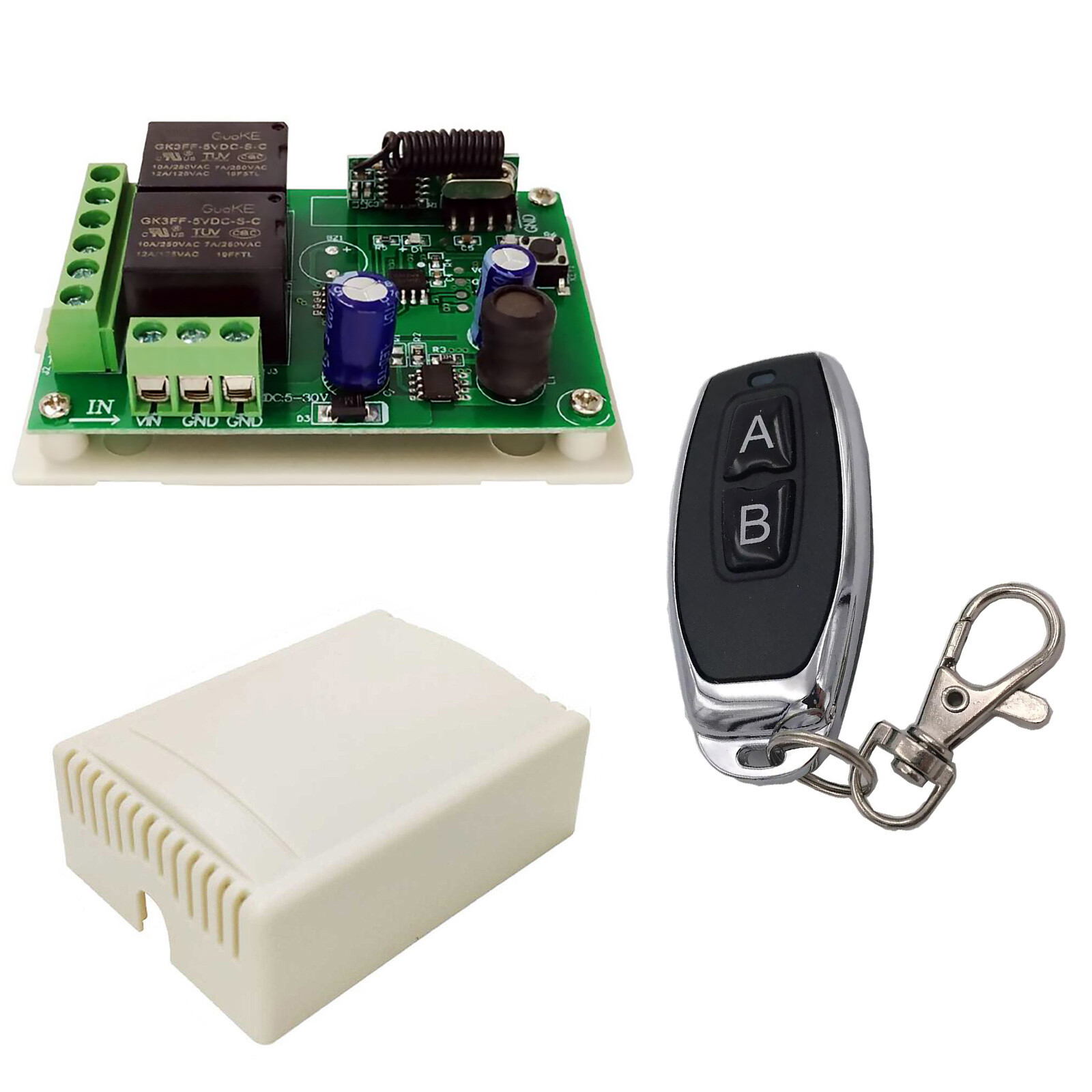 Wireless Remote Control DC 6V 12V 24V 2CH RF Relay Transmitter 433MHz Universal