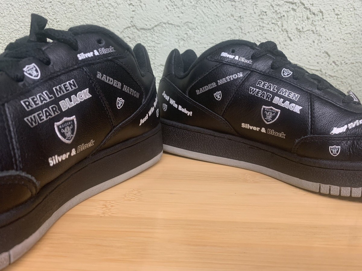 Reebok Low Top NFL Vegas LA Raiders Sneakers Blk/Silver Mens