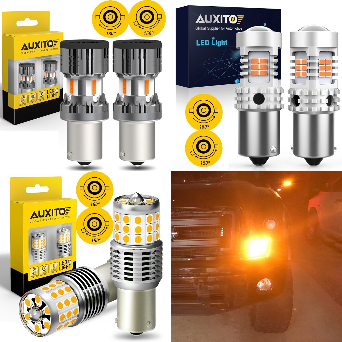 AUXITO BAU15S LED Rear Turn Signal Light Bulb CANBUS Amber 2200K PY21W Lamp M